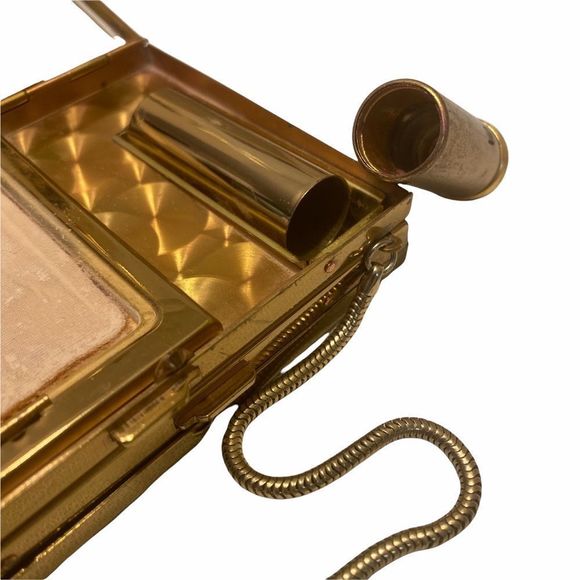 Vintage Mod Gold Metal Basketweave Bag - Picture 10 of 15